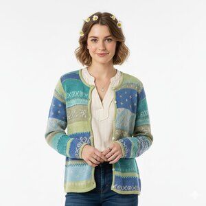 David Brooks Silk Cardigan Sweater Size Medium Cottage Coquette Vintage Art Knit